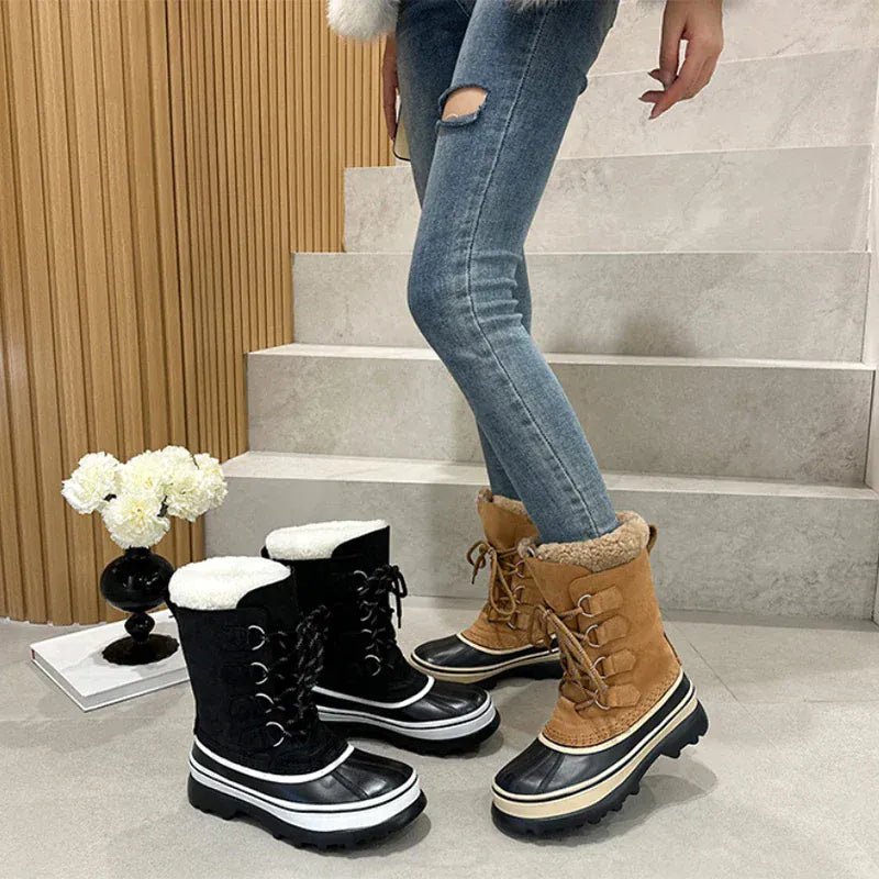 Mid - tube Lace - up Snow Boot Warm Thick Fleece Comfort Waterproof Sports Shoe Outdoor Mountaineer Ski Boots Casual Shoe Sport Shoe - SN Wigs & More