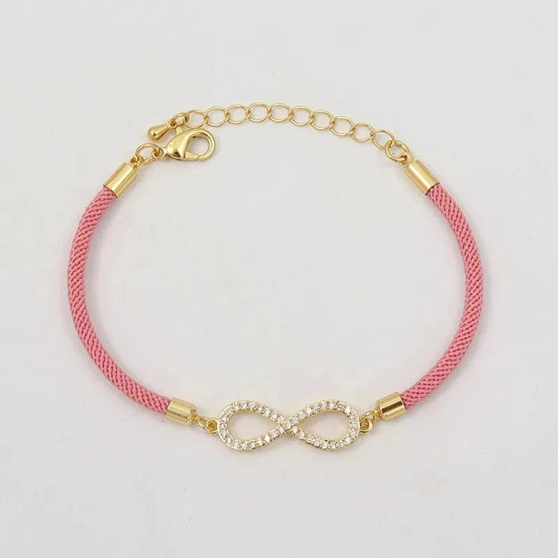 MILAN / 2030-Love 8 Pink New Fashion Cross Heart Charm Bracelet Women Pave Zirconia Adjustable Colorful Rope Bracelet For Women Jewelry Gift