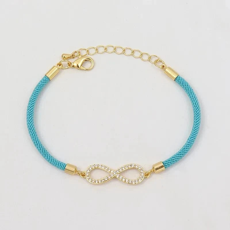 MILAN / 2030-Love 8 Sky Blue New Fashion Cross Heart Charm Bracelet Women Pave Zirconia Adjustable Colorful Rope Bracelet For Women Jewelry Gift