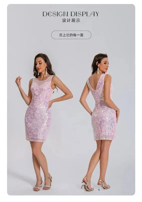 Mini Dresses for Women Clothing Sexy Summer Fashion Casual Vintage Elegant Streetwear Party Club Stage Sequin Vestido De Festa