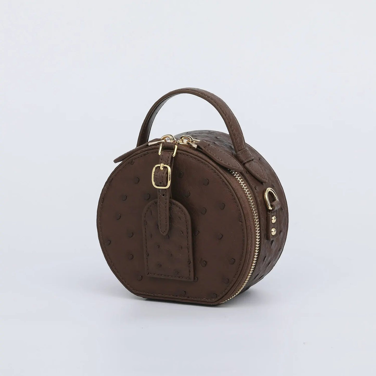 Mini Top - Handle Bag - Genuine Ostrich Leather - Timeless Elegant Classic Chic Style - SN Wigs & More