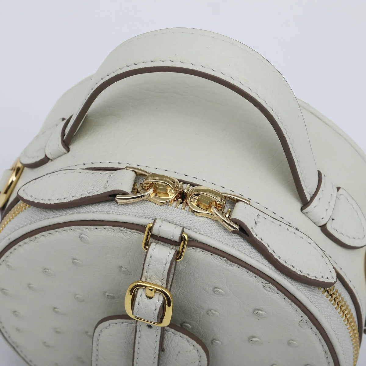 Mini Top - Handle Bag - Genuine Ostrich Leather - Timeless Elegant Classic Chic Style - SN Wigs & More