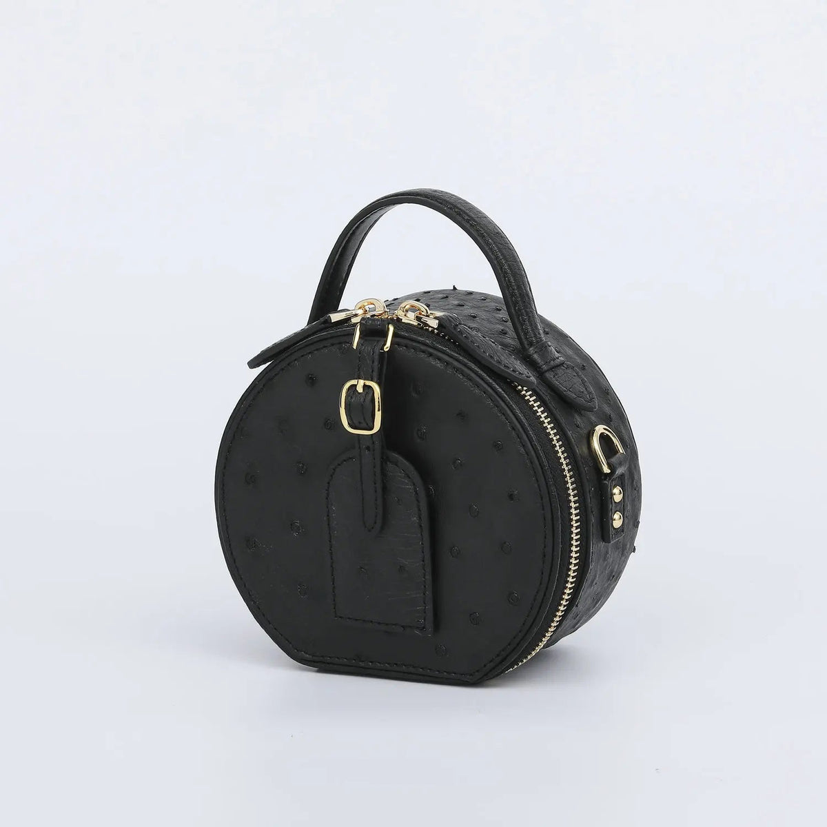 Mini Top - Handle Bag - Genuine Ostrich Leather - Timeless Elegant Classic Chic Style - SN Wigs & More