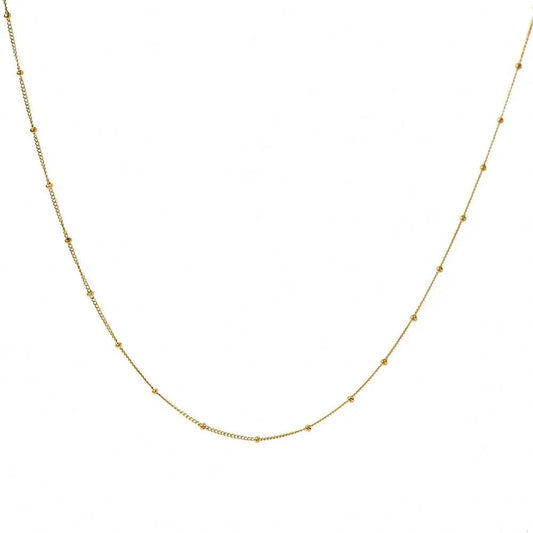 minimalist / 18inches / N2521 N2521 Stainless Steel Jewelry 18K Gold Plated Thin Bead Chain Mini Chain Choker Necklace Clean Fit Women