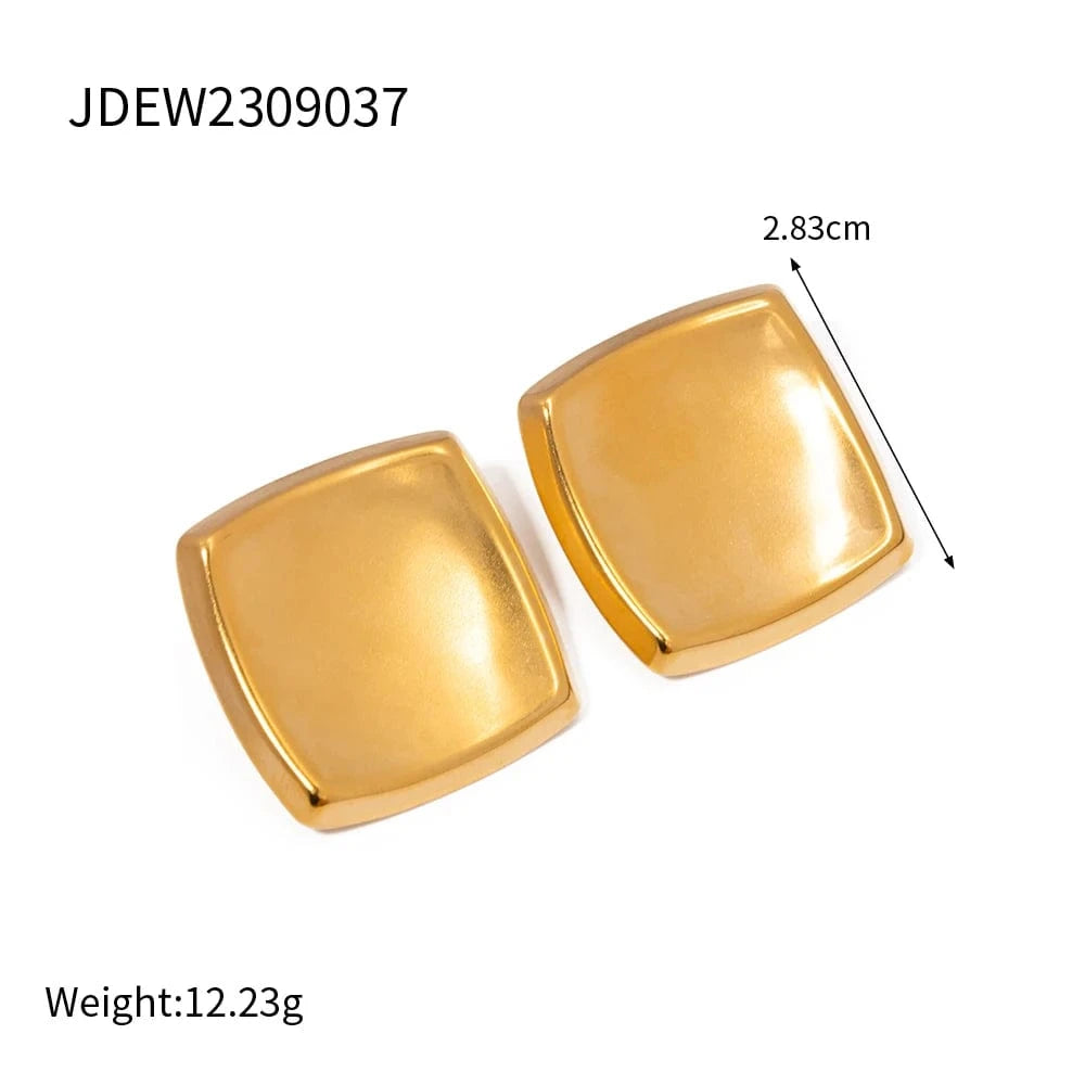 Minimalist / E1877 E1877 Minimalist Stainless Steel Stud Earrings Gold Plated  Polished Big Thick Irregular Square Earrings