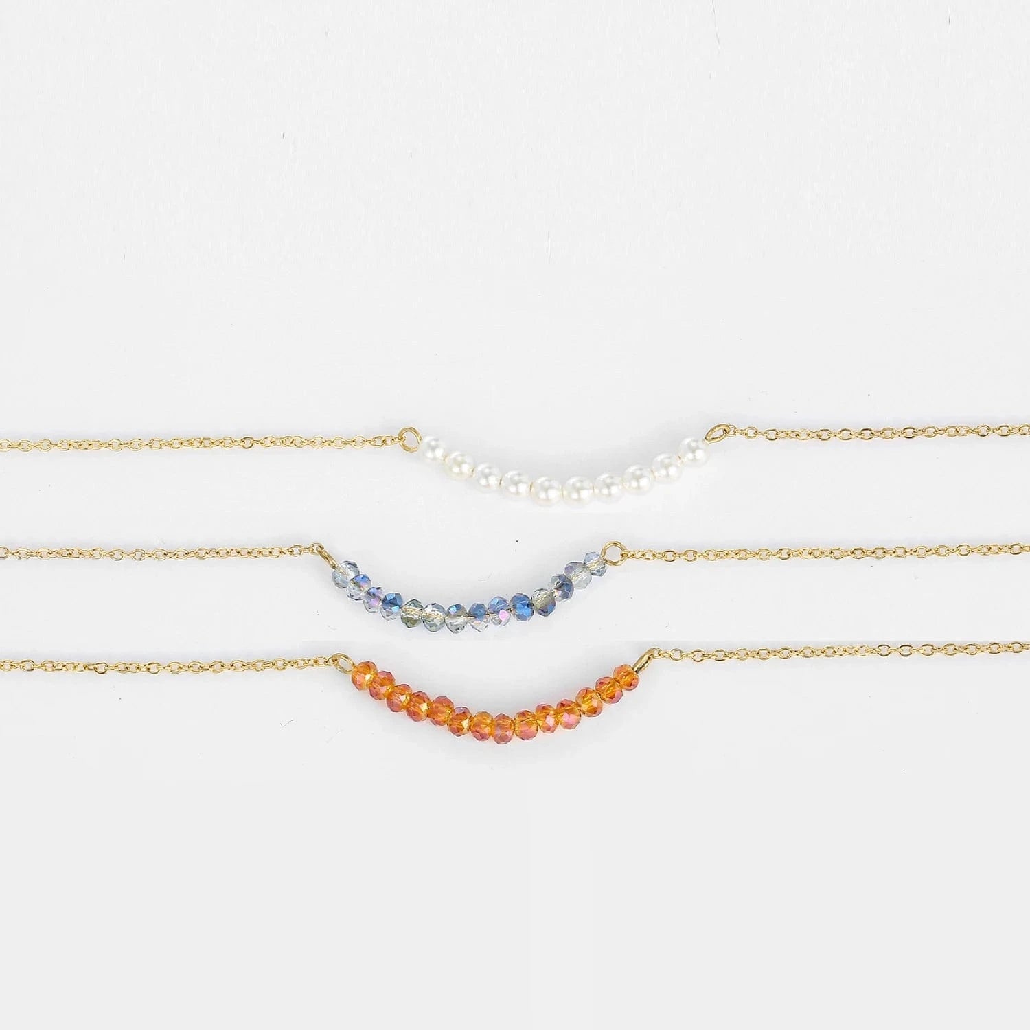 Minimalist Women 14k Gold Plated Necklace Plastic Pearl  Bead Necklace Stainless Steel Collar Jewelry