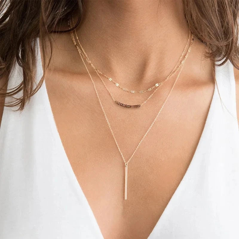 Minimalist Women 14k Gold Plated Necklace Plastic Pearl  Bead Necklace Stainless Steel Collar Jewelry