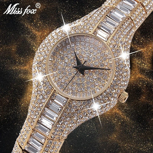 MissFox V196  Woman Watches  Luxury Popular rhinestone Sphere Silver Jewelry Ladies Watch Color Diamond Bracelet Wristwatch