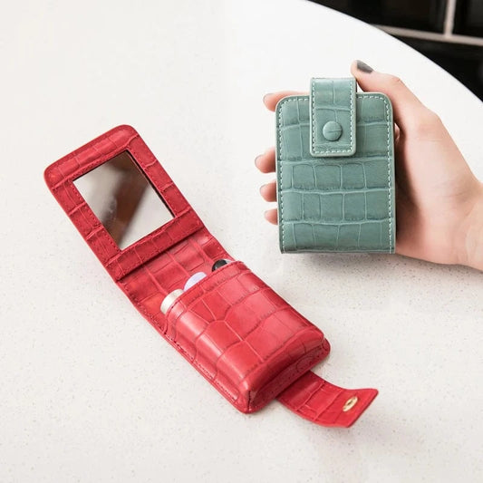 MIYIN fashionable Lipstick pack for women PU leather Portable Cosmetic bag storage bag with mirror makeup bag for lady