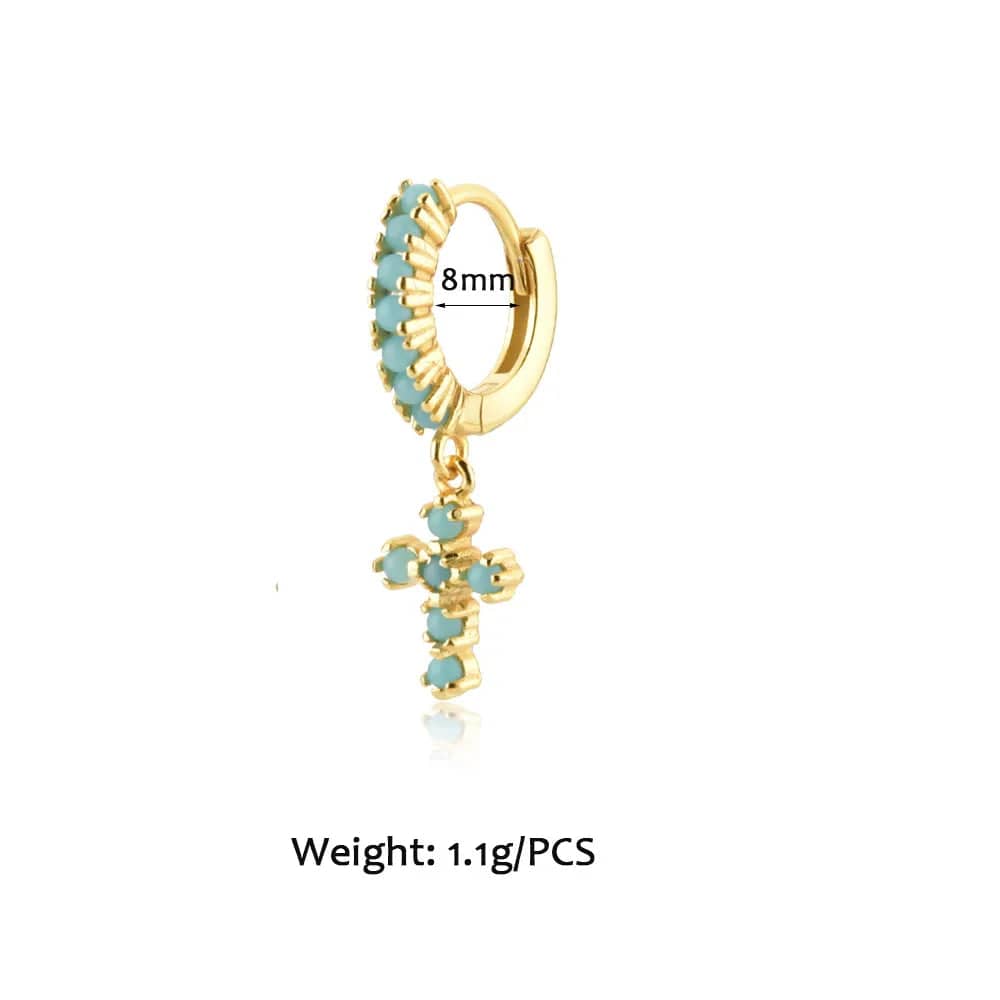 MME542 FUAMAY Western Turquoise Jewelry Sets Natural Blue Turquoise Stone Cross Statement Necklace Earrings Rings