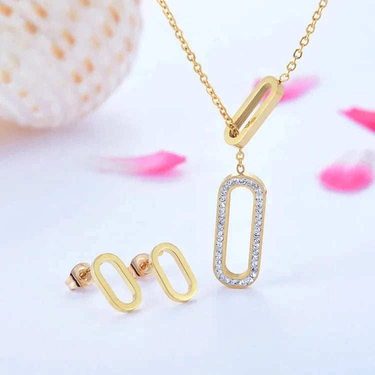 Modalen Fashion Wholesale Stainless Rhinestone Necklace Little Girl Cheap Jewelry Set