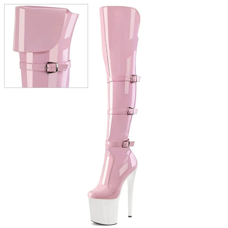 Models New Style Platform 20cm Cross Dressing Strip Pole Dance Sexy Fetish Big Size Exotic Over The Knee Boots Sexy Fetish Party