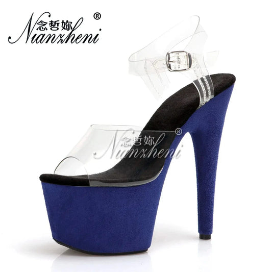 Models Show Catwalk 17cm Peep Toe Exotic Dancer Fashion Shallow Transparent Elegant Sexy Fetish Shoes Bride Party Dress Women