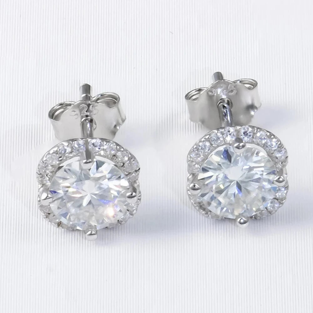 Moissanite Earring 925 Sterling Silver White VVS  Stud Moissanite Diamond Earring Jewelry