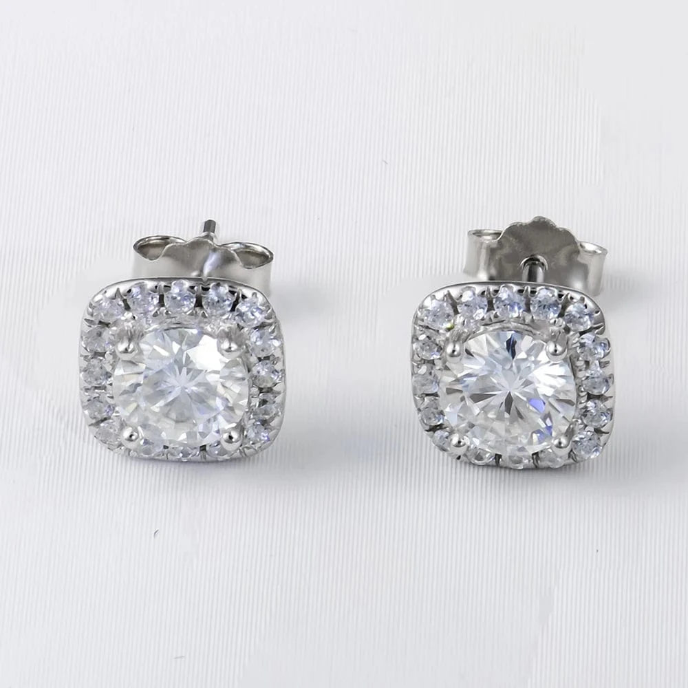 Moissanite Earring 925 Sterling Silver White VVS  Stud Moissanite Diamond Earring Jewelry