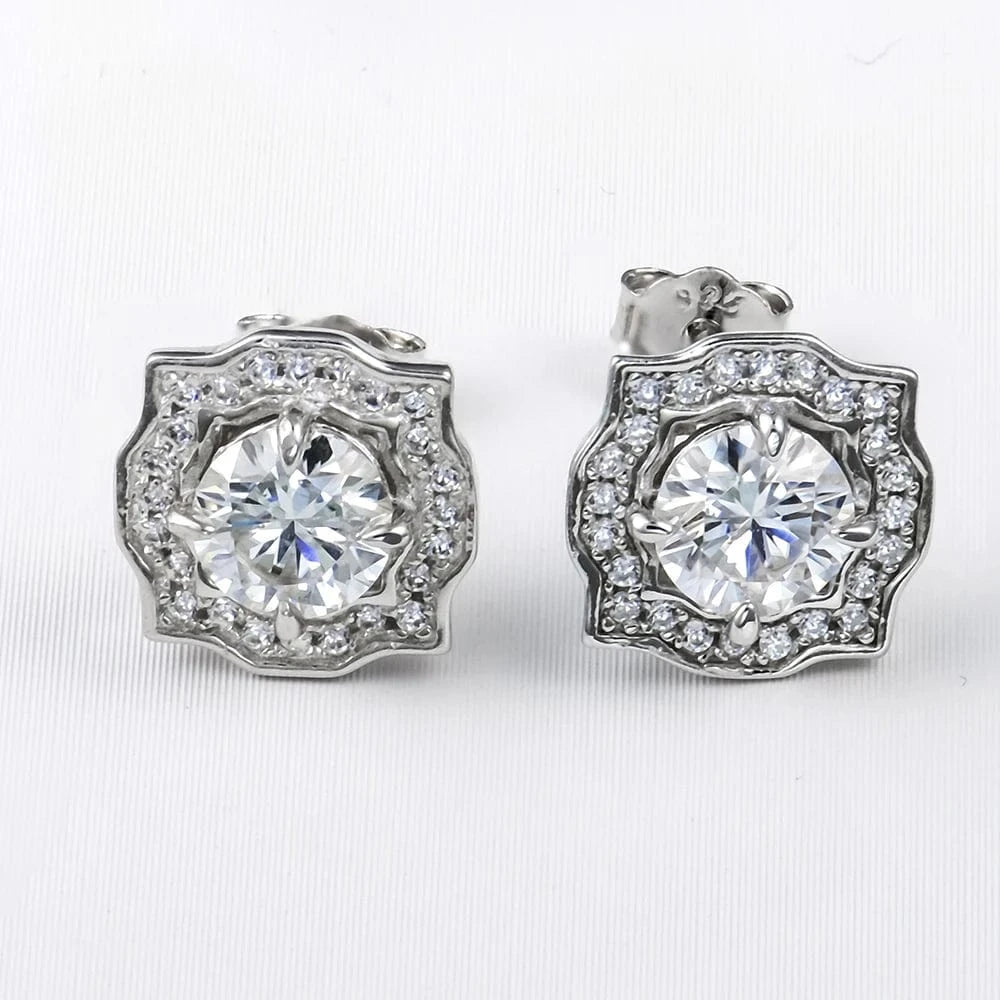 Moissanite Earring 925 Sterling Silver White VVS  Stud Moissanite Diamond Earring Jewelry
