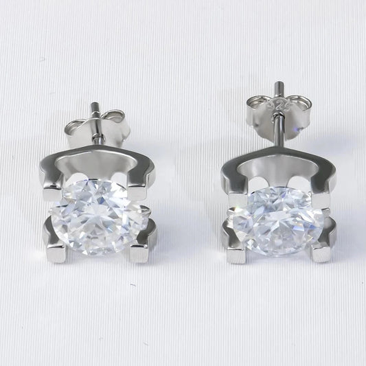 Moissanite Earring 925 Sterling Silver White VVS  Stud Moissanite Diamond Earring Jewelry
