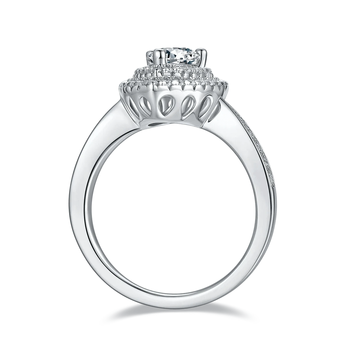 Moissanite Jewelry 925 sterling Silver Engagement Moissanite Ring Round Brilliant 1.5ct VVS Diamond Ring Pear Shape