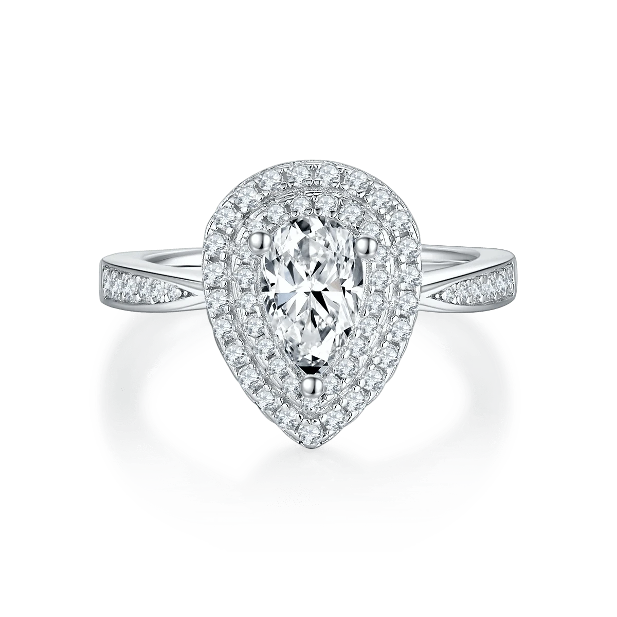 Moissanite Jewelry 925 sterling Silver Engagement Moissanite Ring Round Brilliant 1.5ct VVS Diamond Ring Pear Shape