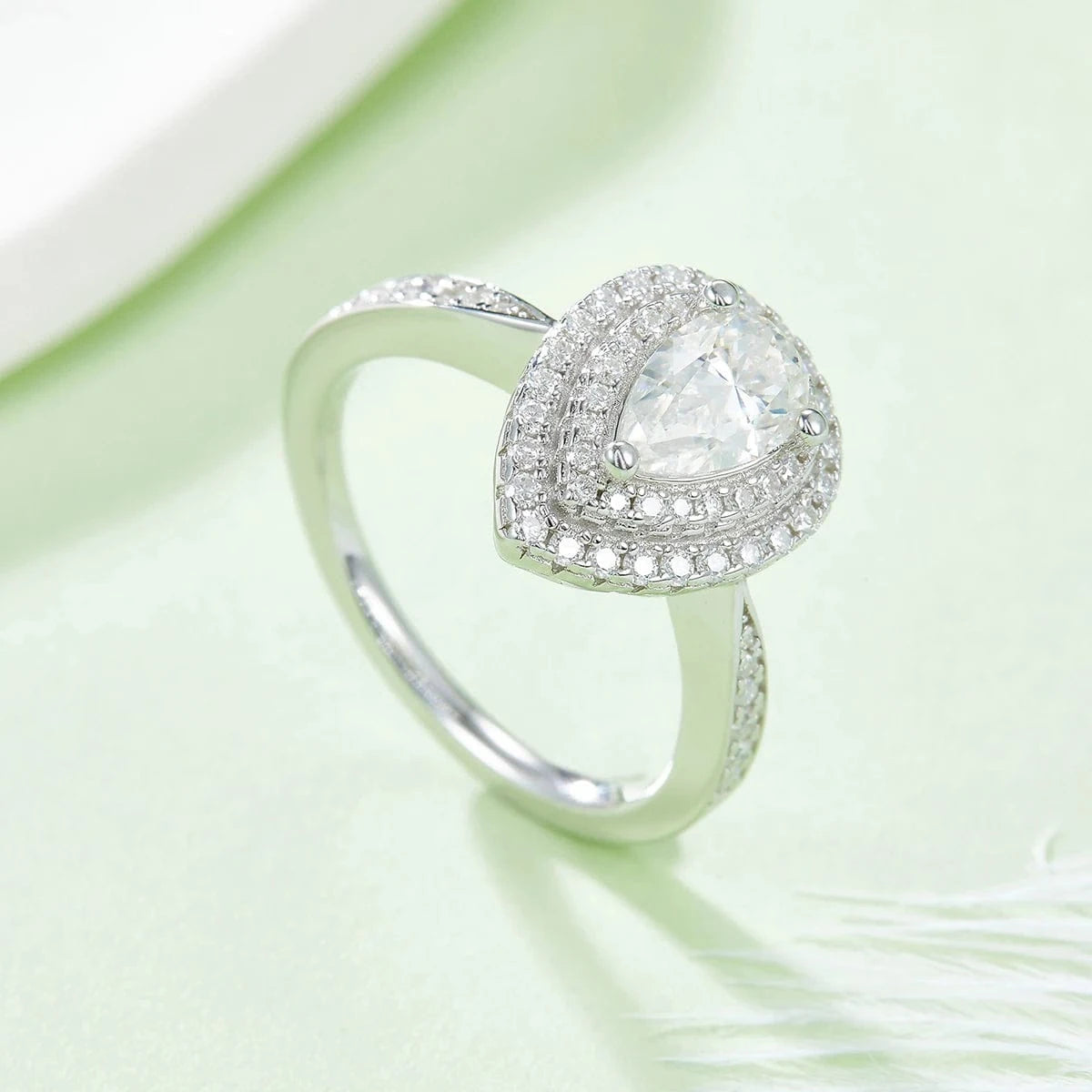 Moissanite Jewelry 925 sterling Silver Engagement Moissanite Ring Round Brilliant 1.5ct VVS Diamond Ring Pear Shape