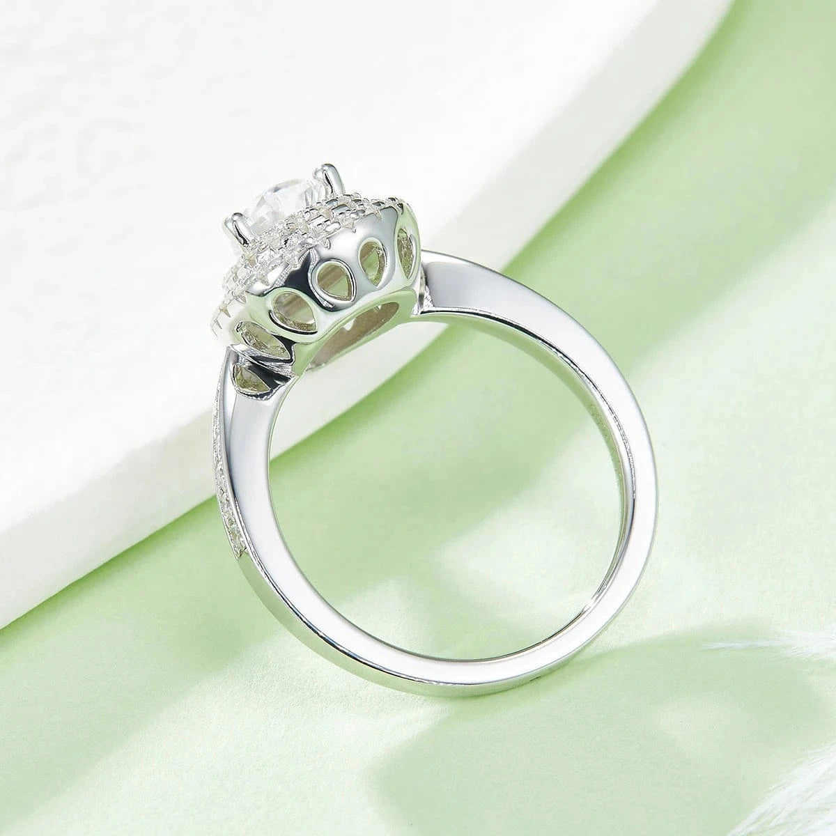 Moissanite Jewelry 925 sterling Silver Engagement Moissanite Ring Round Brilliant 1.5ct VVS Diamond Ring Pear Shape
