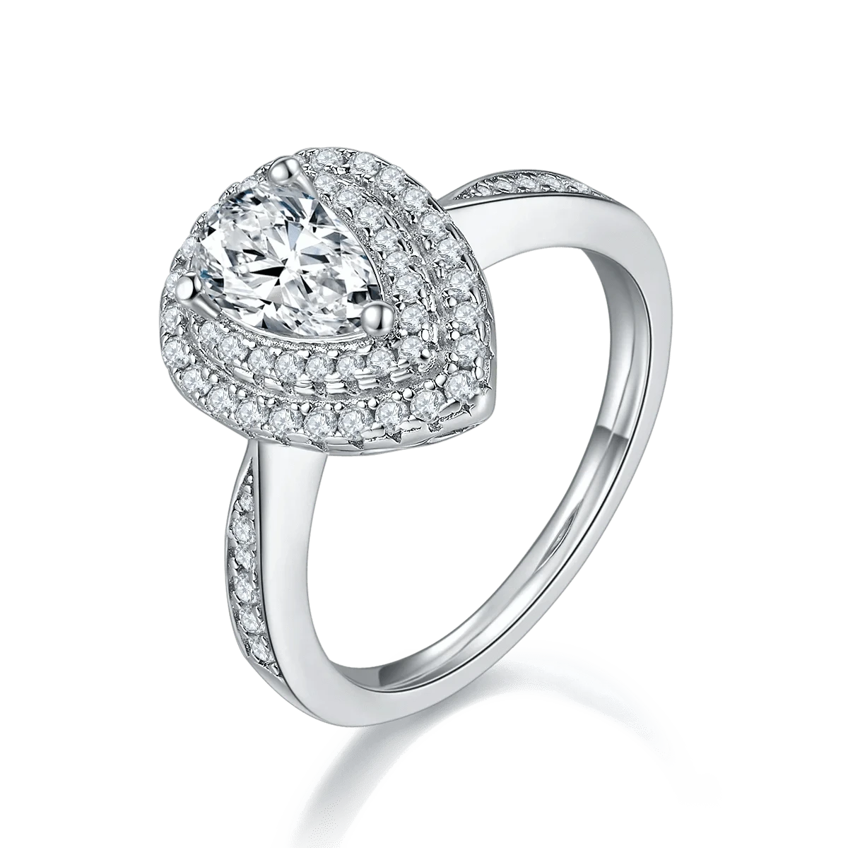 Moissanite Jewelry 925 sterling Silver Engagement Moissanite Ring Round Brilliant 1.5ct VVS Diamond Ring Pear Shape