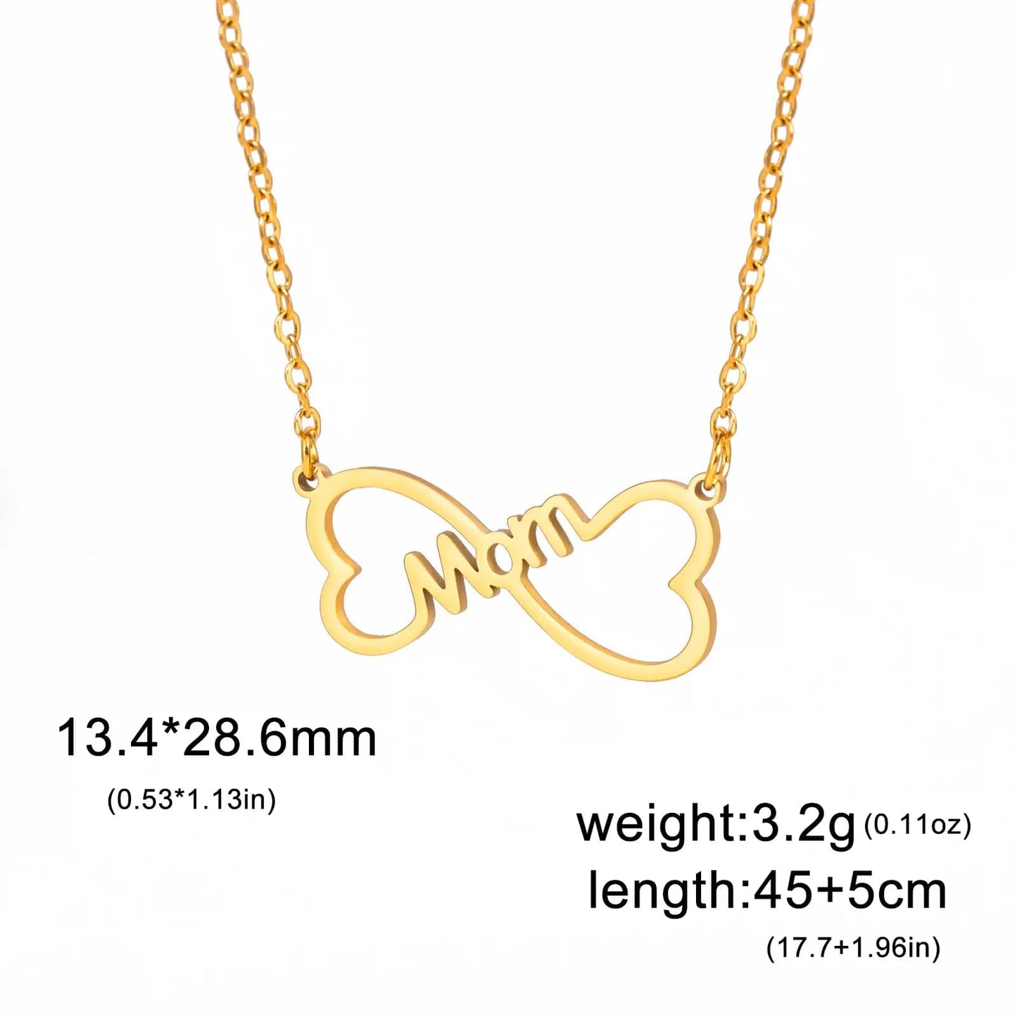 Mom letter / ASS2023060604-G Myshape Mom Necklace Mother Kid Chain Family Heart Baby Gift for Woman Man Kid Child Pendant Stainless Steel Jewelry Fashion