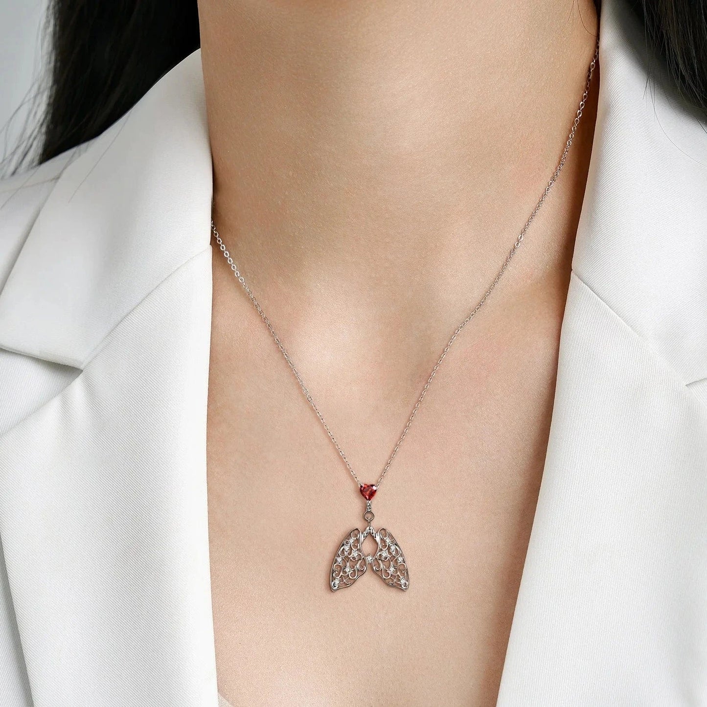 Moon Cat Skull and Lung Heart shape Pendants for Necklace Authentic 925 Sterling Silver Pendant for Women Fine Necklaces jewelry