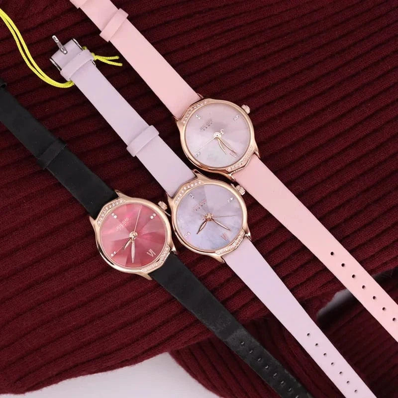 Mother-of-pearl Women's Watch Japan Quartz Elegant Fashion Hour Bracelet Real Leather Clock Girl's Birthday Gift Julius Box