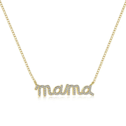 Mother'S Day Gift 925 Sterling Silver Letter Mama Necklace Gift For Mother Mom 18K Gold Plated Cz Cubic Zirconia Necklaces Women