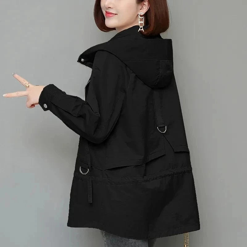 Mother's Windbreaker Women's Spring And Autumn 2023 New Middle-Aged Mother's Loose And Thin Coat Korean Lining Trench Hooded 3XL