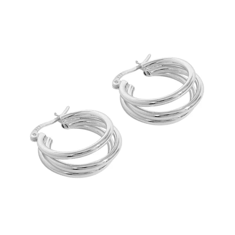 Multi-layer Circle Round Big Hoop Earrings For Women Wholesale 925 Sterling Silver Jewelry Gifts