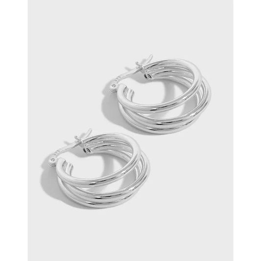 Multi-layer Circle Round Big Hoop Earrings For Women Wholesale 925 Sterling Silver Jewelry Gifts