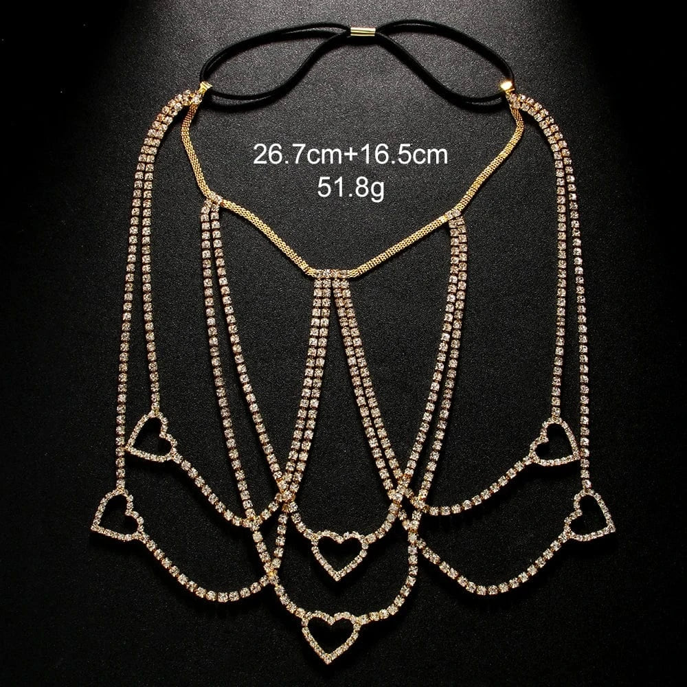 Multi Layer Heart Design Rhinestone Thigh Chain Jewelry For Women Girls Nightclub Party Sexy Crystal Body Leg Chain Wholesale