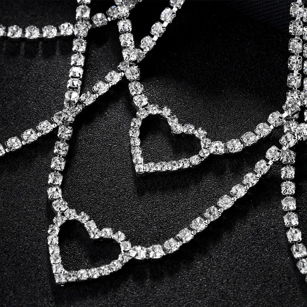 Multi Layer Heart Design Rhinestone Thigh Chain Jewelry For Women Girls Nightclub Party Sexy Crystal Body Leg Chain Wholesale