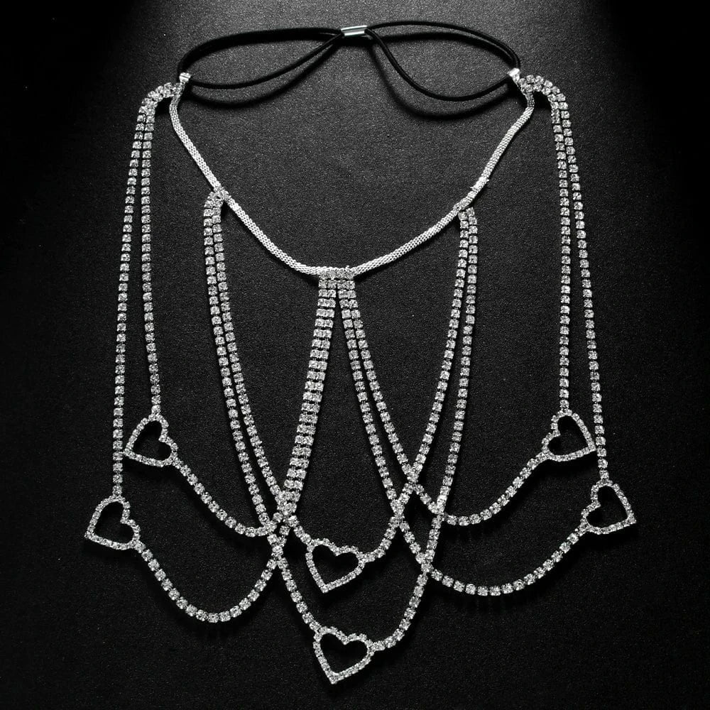 Multi Layer Heart Design Rhinestone Thigh Chain Jewelry For Women Girls Nightclub Party Sexy Crystal Body Leg Chain Wholesale