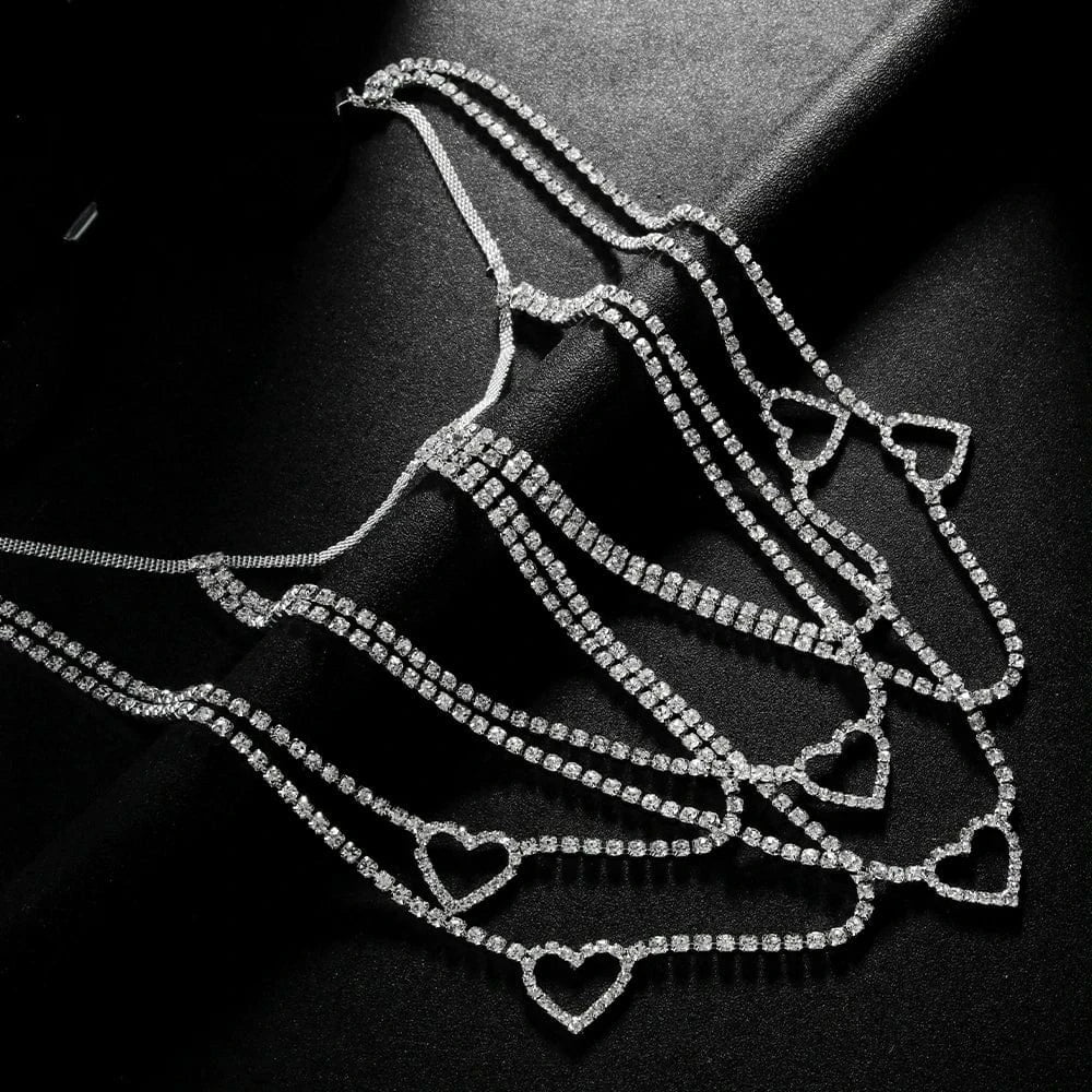 Multi Layer Heart Design Rhinestone Thigh Chain Jewelry For Women Girls Nightclub Party Sexy Crystal Body Leg Chain Wholesale