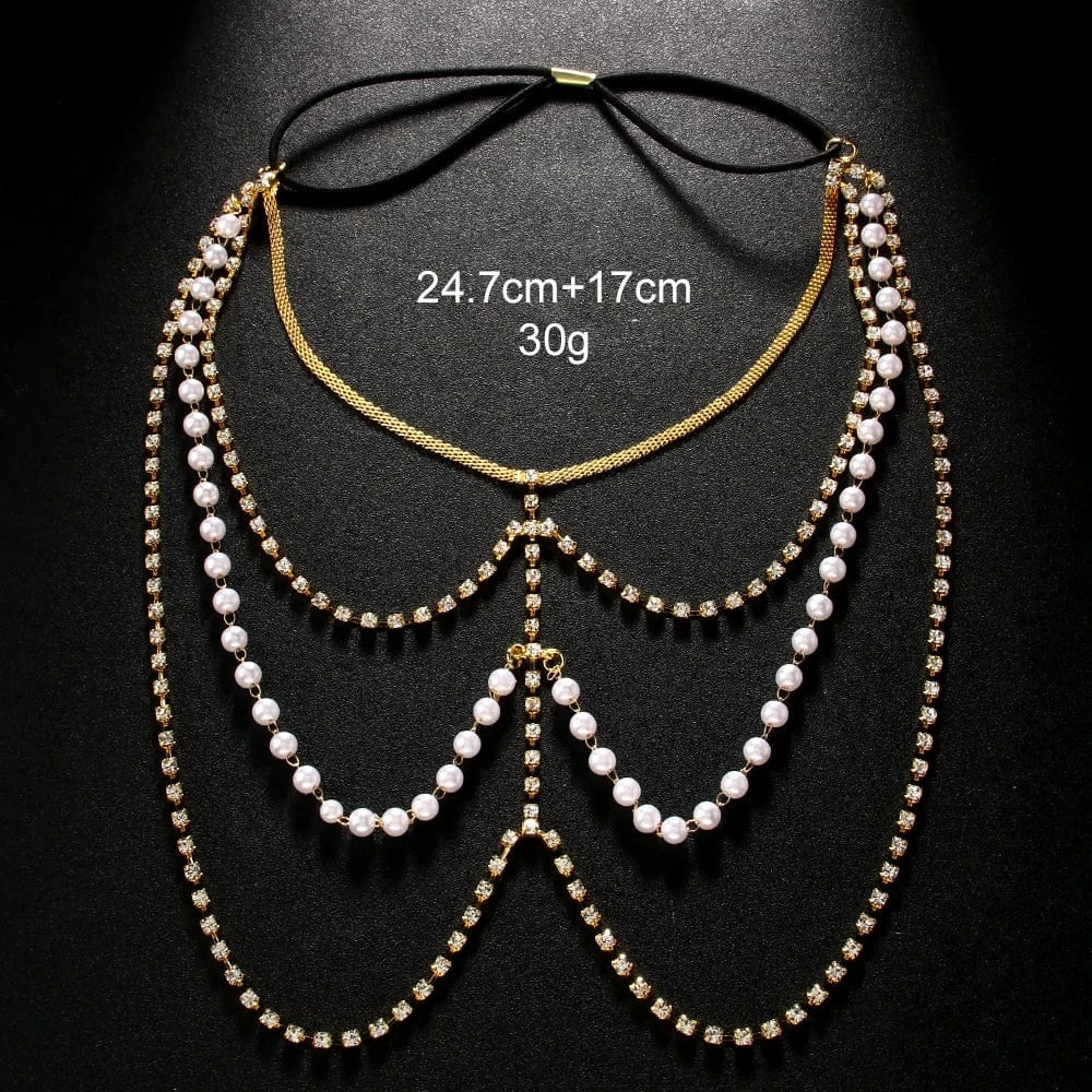 Multi Layers White Pearl Rhinestone Leg Chain Jewelry For Women Girls Nightclub Party Sexy Shiny Crystal Body Chain Hot Sale