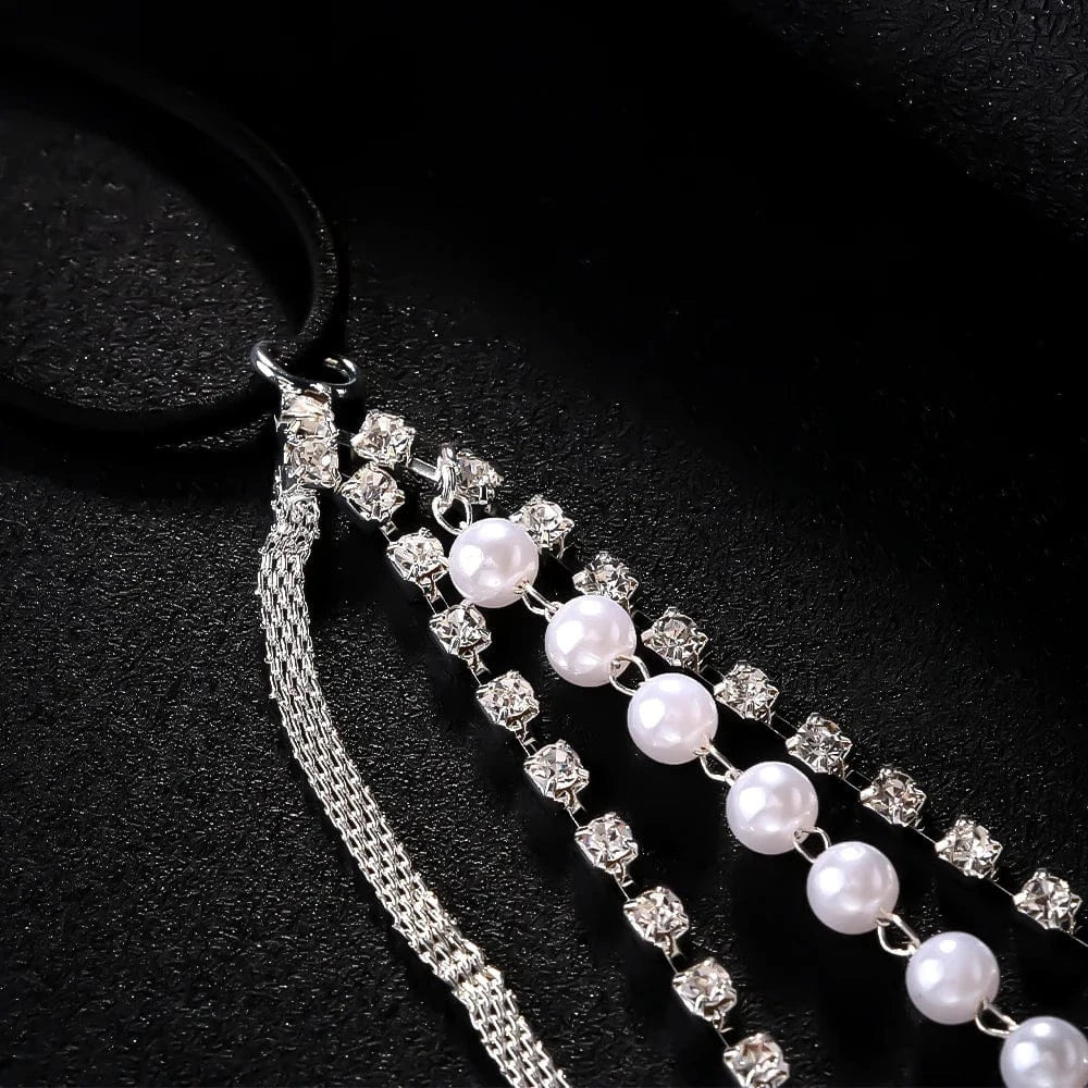 Multi Layers White Pearl Rhinestone Leg Chain Jewelry For Women Girls Nightclub Party Sexy Shiny Crystal Body Chain Hot Sale