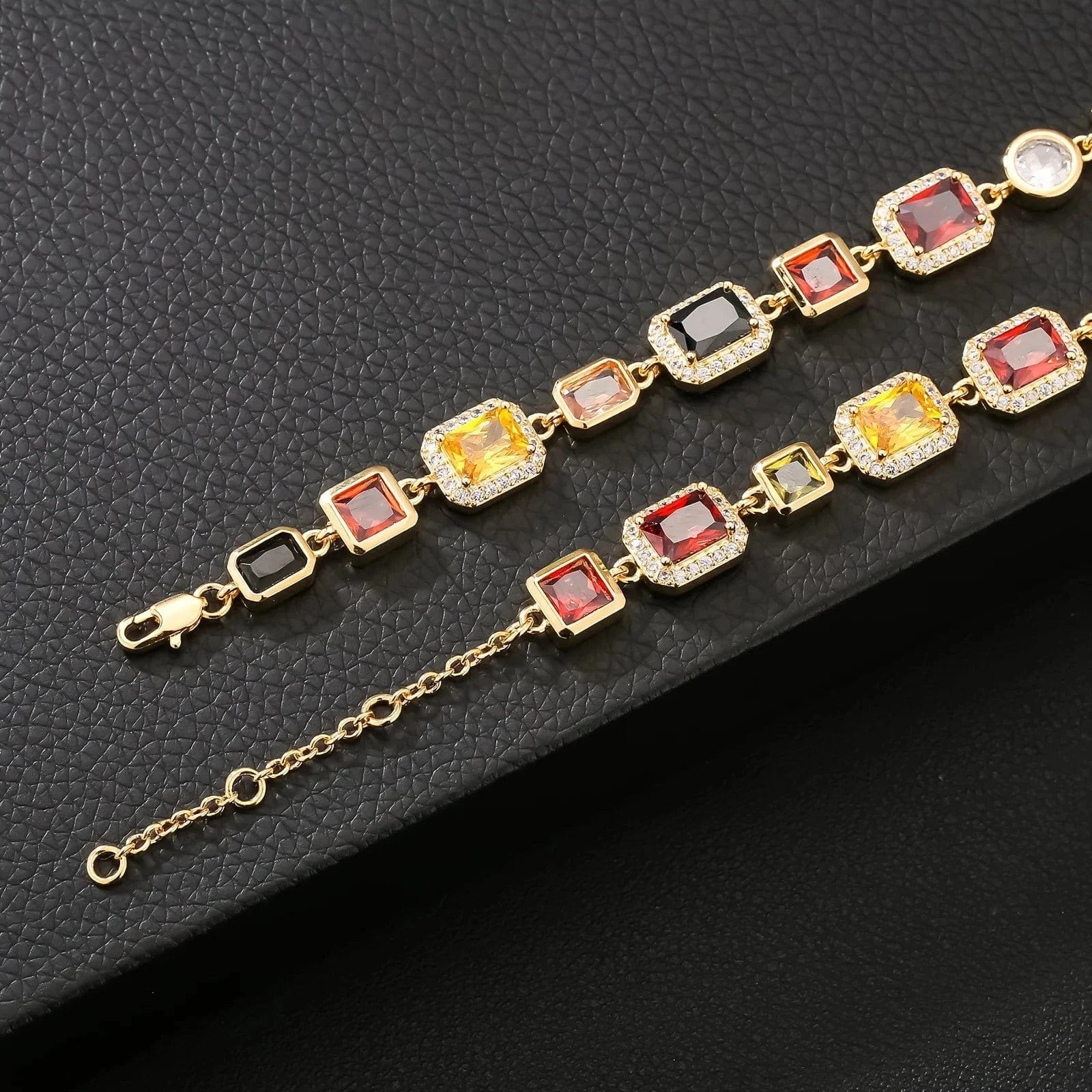 Multicolor CZ Rainbow Chain Choker 18K Gold Plated Multi Gems ZIRCON Jewelry Women 10mm Gold Colorful Gemstone Necklace for Men