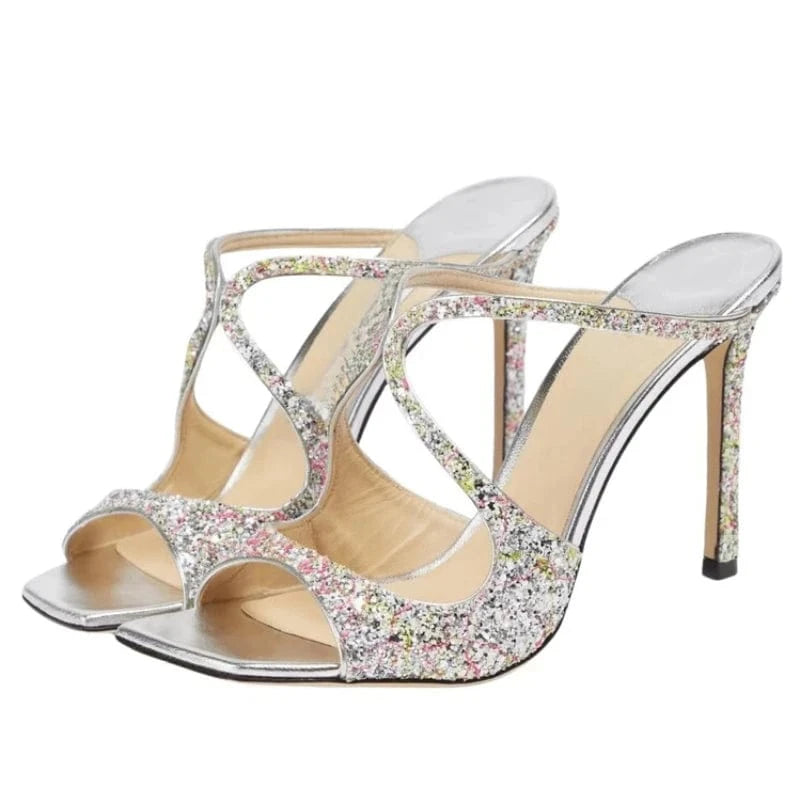 Muti-Color European Sexy Kitten Fashion Square Toe Sandals Heels for Ladies and Women