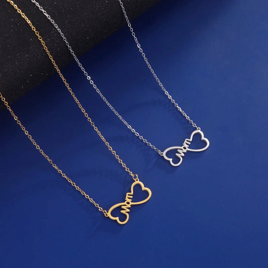 Myshape Mom Necklace Mother Kid Chain Family Heart Baby Gift for Woman Man Kid Child Pendant Stainless Steel Jewelry Fashion