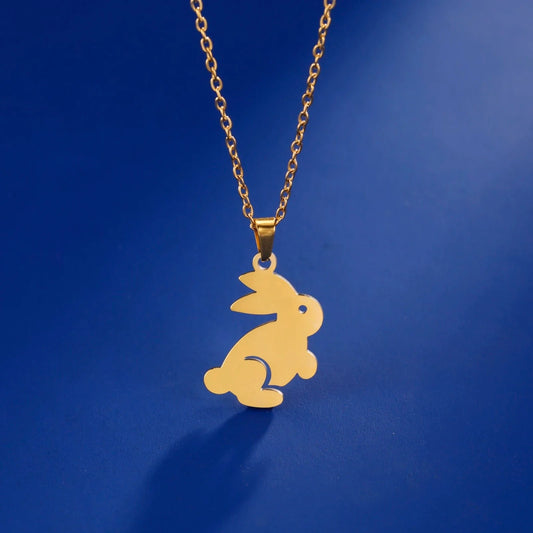 Myshape Stainless Steel Cute Animals Necklace for Women Girl Rabbit Pendants Chain Necklace Wholesale Party Trendy Jewelry Gift