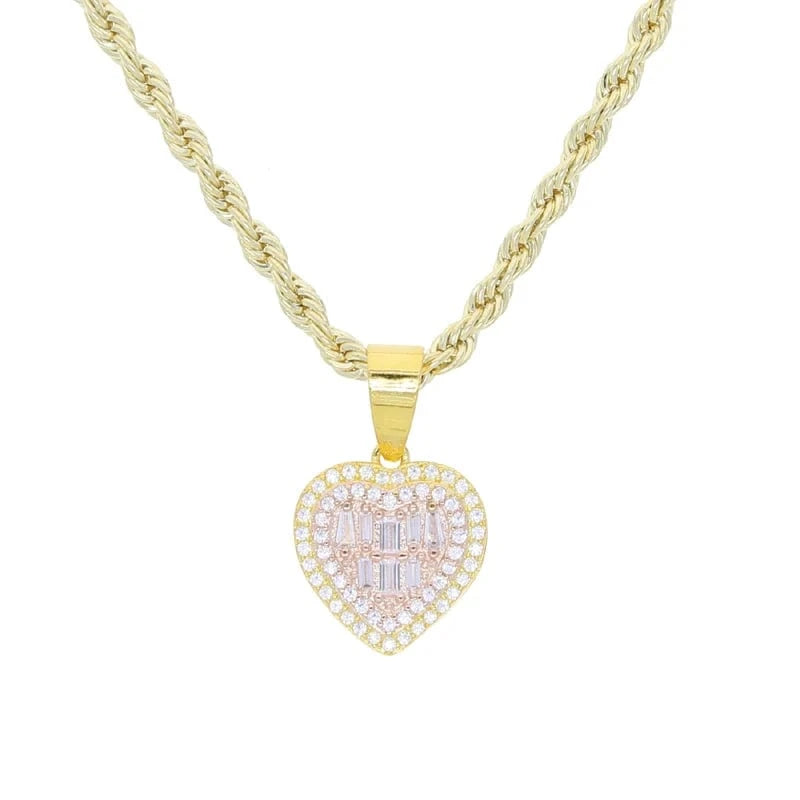 N047+N743-G necklace 45cm 2024 New Arrived Bling Iced Out Fashion Women Jewelry Set Micro Pave 5A Cubic Zirconia CZ Heart Earring Necklace