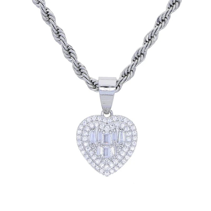 N047+N743-P necklace 45cm 2024 New Arrived Bling Iced Out Fashion Women Jewelry Set Micro Pave 5A Cubic Zirconia CZ Heart Earring Necklace