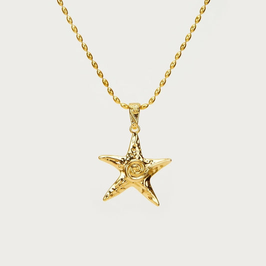 N1901 2024 New HOT 18k Gold Plated Tarnish Free Stainless Steel Original Starfish embossed thread Necklace Earrings Hawaiian Set