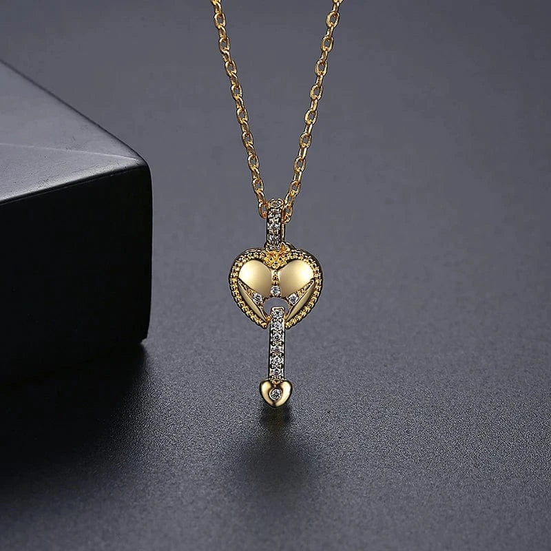 N20030310 LUOTEEMI Luxury Flower Zircon Necklace Women CZ Stone Gold Plated Jewellery Pendant Necklaces