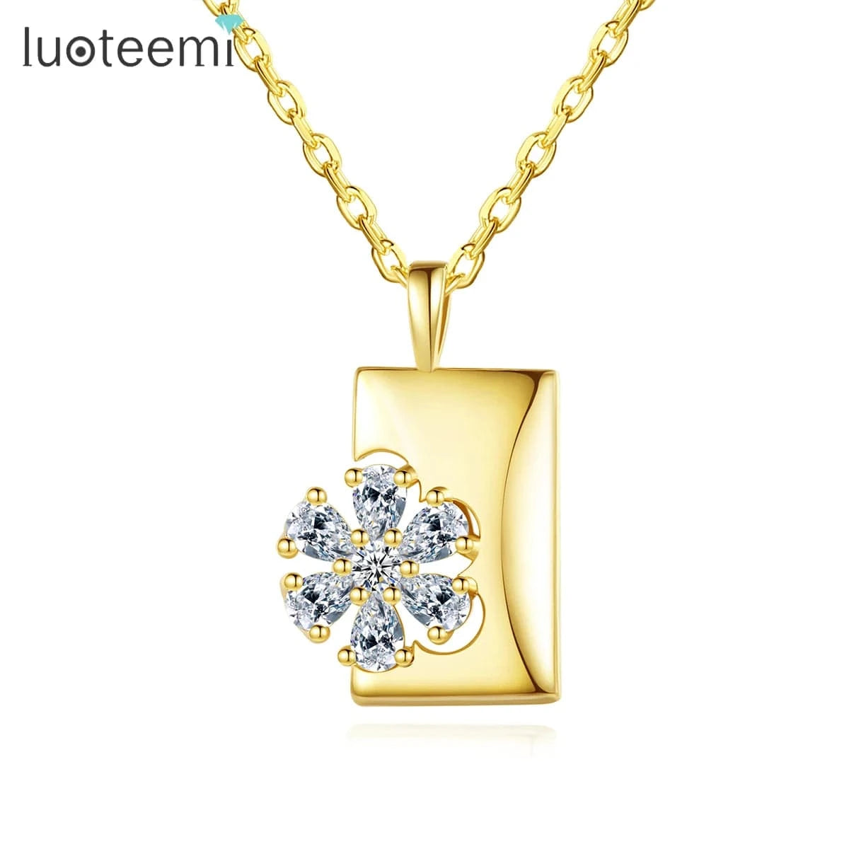 N20030312 LUOTEEMI Factory Directly Wholesale Women Flower Necklace 2022 Cubic Zirconia Pendants Necklaces