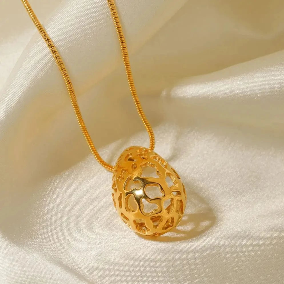 N2134 Jewelry Hollow Waterdrop Necklace 18K PVD Gold Plated Stainless Steel Water drop Charm Necklace For Women