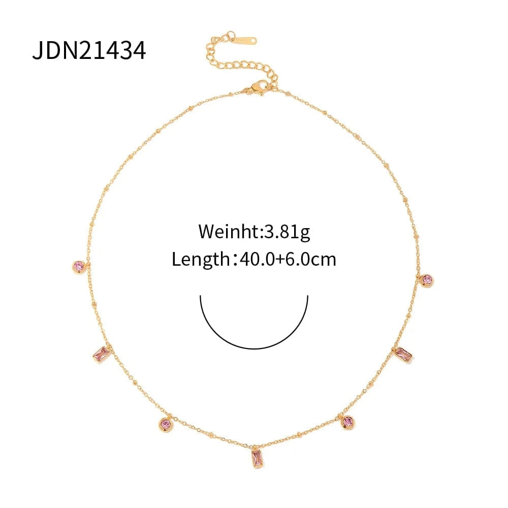 N2336 N2336 18K Gold Plated Stainless Steel Bracelet Jewelry Set Dainty Mulit Cubic Zirconia Dainty Choker Necklace Set